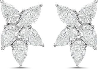 Diana M. Jewels 14KW WG 15.00 Ct TW of Lab grown pear and marquise shape diamonds cluster earrings