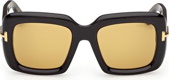 Tom Ford 53mm Square Sunglasses in Black /Baguette /Vicuna Lens at Nordstrom