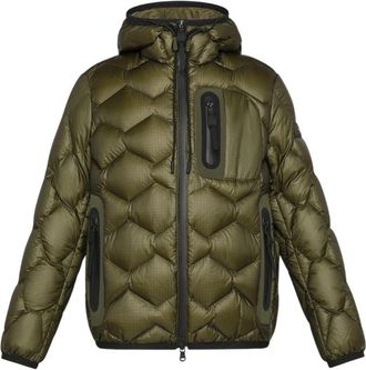 Peuterey Groene Geometrisch Patroon Donsjas - Heren - Gewatteerde jassen - Groen - M - Nylon - Jassen