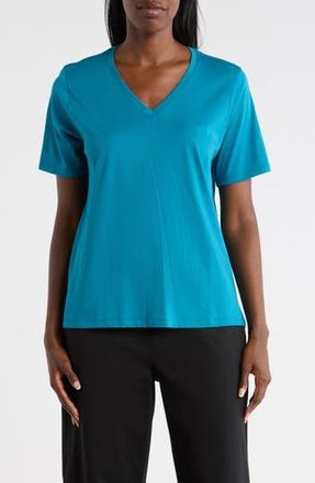 Eileen Fisher V-Neck Organic Cotton Knit T-Shirt in Dragonfly at Nordstrom Rack, Size Xx-Small