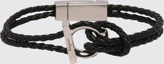 Ferragamo Bracciale in pelle intrecciata con chiusura magnetica e logo inciso