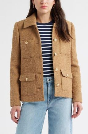 Caslon Boucl&eacute; Jacket in Tan Tannin at Nordstrom Rack, Size X-Small