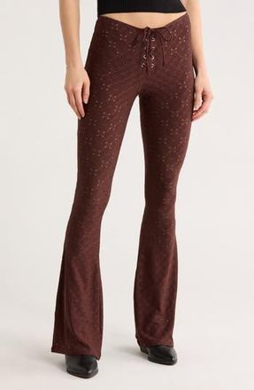 Motel Dan Lace Front Pants in Broderie Brown at Nordstrom Rack, Size Xx-Small