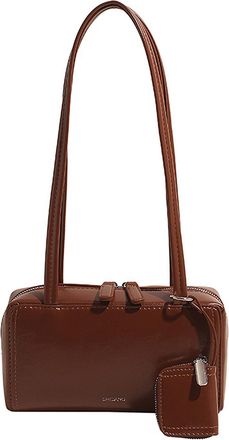 Generic Cymwer PU Leather Shoulder Bag Trendy Square Bag for Women Work Shopping (Light Brown)