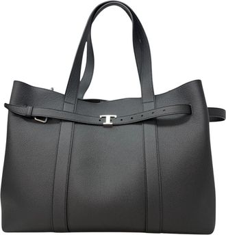 Tod's TIM Aktetas Grande - Dames - Shoppers - Zwart - ONE Size - Leer - Tassen