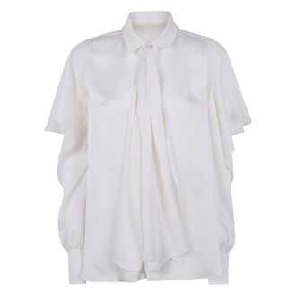 sacai Overhemden, Dames, Beige, M, Satijn, Satijnen Blouse