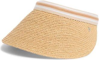 Helen Kaminski Bianca Raffia Visor in Natural/Nougat Stripe at Nordstrom