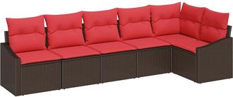vidaXL Juego De Sof&aacute; 6 Uds. Marr&oacute;n Rat&aacute;n Sint&eacute;tico Vidaxl