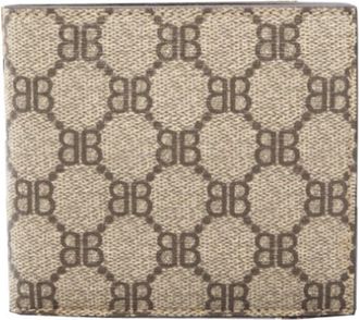 Balenciaga Beige Coated Canvas Leather Wallet (Bi-Fold) (Pre-Owned)