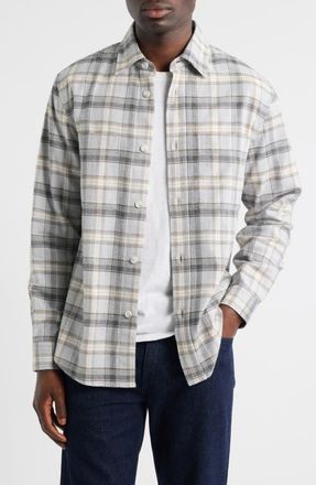 BOSS Owen Relaxed Fit Plaid Cotton Flannel Button-Up Shirt in Medium Grey at Nordstrom, Size Xx-Large