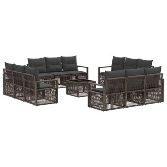 vidaXL Conjunto De Sof&aacute;s De Jard&iacute;n 13 Pcs Gris Rat&aacute;n Sint&eacute;tico Vidaxl