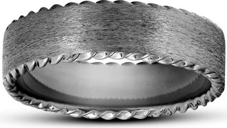 Pompeii3 Mens Black Gold 6MM Comfort Fit Braided Brushed Wedding Band Comfor Fit