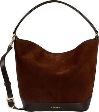 Sandro Suede and leather bag TANGOSO in Mahogany at Nordstrom, Size Medium