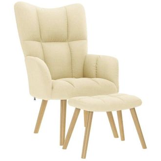 vidaXL Sill&oacute;n De Relax Con Taburete Tela Color Crema Vidaxl