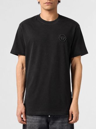 Philipp Plein T-shirt in cotone con logo Hexagon tono su tono