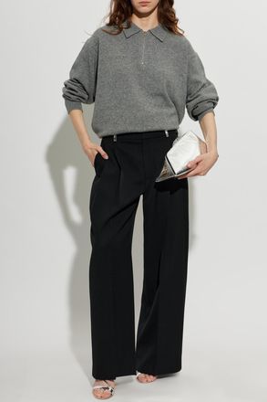 Alexander Wang Wool Trousers With Appliqu&eacute;s, Womens, Black