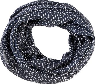 Laura Scott Loop LAURA SCOTT, Damen, marine, wei&szlig;, Web, Polyester, bedruckt, gemustert, Modet&uuml;cher Loop, leichtes Webmaterial, einlagige Verarbeitung