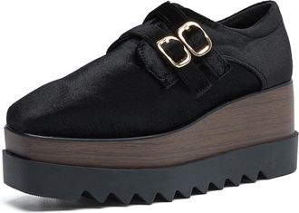 Generic Flats Oxfords Shoes for Women Fashion Square Toe Wedge Platform Dress Walking Loafers Sneakers Shoes with Thick Sole