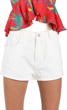 Honey Punch Be The Star High Waist Denim Short In White