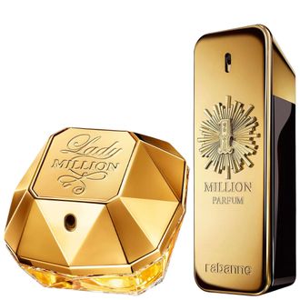 Paco Rabanne Unisex Duo: Lady Million 80ml & 1 100ml Eau de Parfum - Gold - One Size