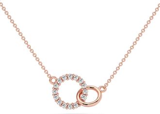 Pompeii3 1/3Ct Mini Duet Circle Diamond Necklace 14k Gold Pendant Lab Grown 18