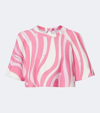 Pucci Marmo cotton-blend terry crop top