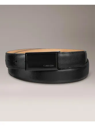 Calvin Klein Mens Engraved Logo Plaque Belt - Black - XL