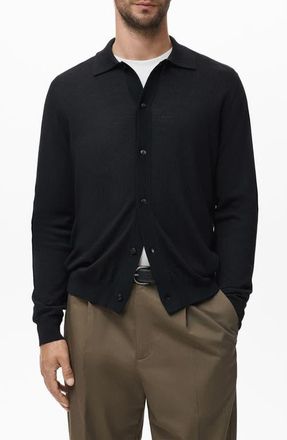 Mango Wool Cardigan in Black at Nordstrom, Size Large