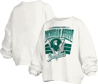 Pressbox Womens Pressbox White Michigan State Spartans Janice Retro Logo Oversized Pullover Sweatshirt at Nordstrom, Size Xx-Large