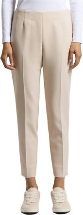 PESERICO Double Technical Fabric Cigarette Trousers In Opal White