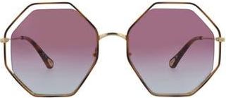 Chlo&eacute; 58mm Gradient Octagon Sunglasses in Havana Gold Violet at Nordstrom Rack