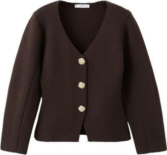 Mango V-Neck Cardigan in Chocolate at Nordstrom, Size X-Small