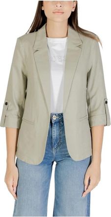 Only Groene Blazer met Reverskraag - Dames - Blazers - Groen - 3XS - Linnen - Jassen