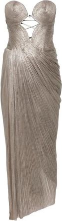 Maria Lucia Hohan Kleedjes, Dames, Bruin, S, Stephanie Cut-Out Pleated Maxi Jurk