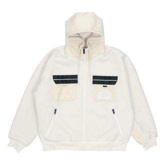 Nike Jordan Mens Air Jordan Splicing Polar Fleece Hooded Jacket Light Ivory DQ0385-110