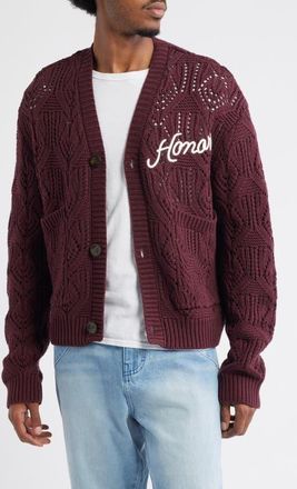Honor The Gift Open Stitch Cotton Cardigan in Berry at Nordstrom, Size Xx-Large