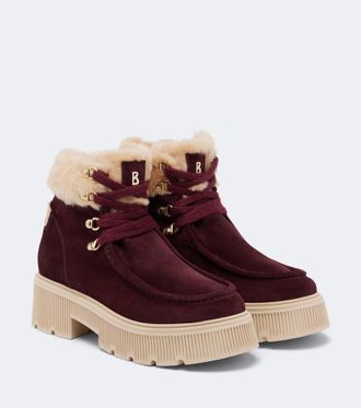 Bogner Turin shearling-trimmed suede lace-up boots