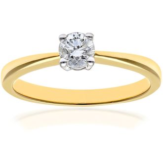 Diamant L'éternel Womens Engagement Ring, 18ct Yellow Gold IJ/I Round Brilliant Certified Diamond 0.33ct Weight - Size N