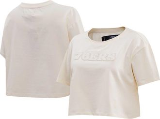 Pro Standard Womens Pro Standard Cream Philadelphia 76ers Neutral Boxy Crop T-Shirt at Nordstrom, Size Large