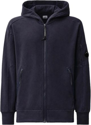 C.P. Company C.p. Company - Diagonal Raised Fleece Zip Hooded Sweatshirt - Heren - Sweatshirts & Hoodies - Blauw - Maat: XL Fleece