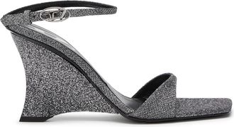 Diesel D-Amber-Wedge sandals in Lurex fabric - Sandals - Woman - Silver