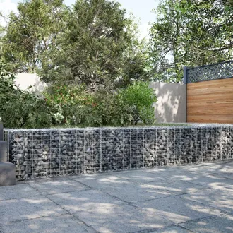 Berkfield Home Gabion Basket with Cover 300x50x50 cm Galvanised Iron in Silver | Size: 300 x 50 x 50 cm