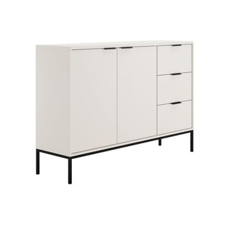 Petits Meubles Buf&eacute; 2 puertas 3 cajones patas negras tableros de part&iacute;culas blanco