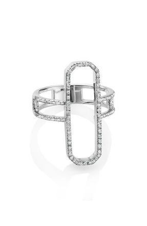 Monica Vinader Naida Pav&eacute; Diamond Cocktail Ring in Sterling Silver at Nordstrom, Size 7.5