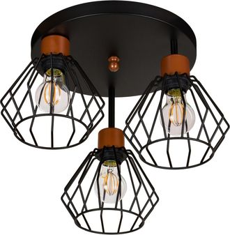 OEM L&aacute;mpara De Techo Negra, Metal Industrial, 3xe27, Iluminaci&oacute;n Led Moderna Para Sal&oacute;n, Cocina, Dormitorio, Habitaci&oacute;n Infantil, Loft