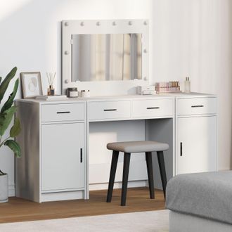 Berkfield Home 3-Piece Dressing Table Set with LED, White Engineered Wood