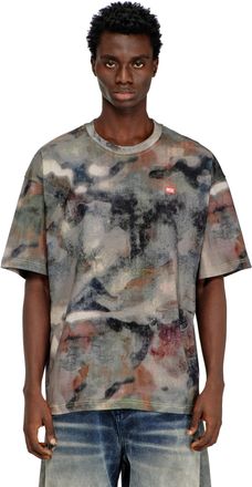 Diesel Heavy cotton T-shirt with camo print - T-Shirts - Man - Multicolor