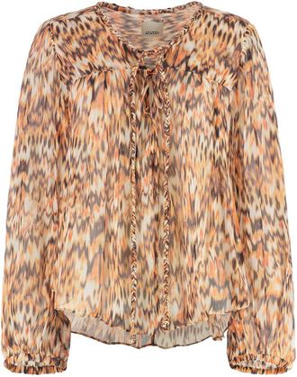 Isabel Marant Isabel Marant Womens Ametissa Printed Silk Blouse - Tan - Size EU 34 (Womens)