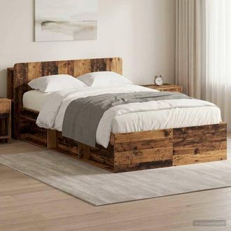 Berkfield Home Bed Frame with Storage Old Wood 120 x 200 cm Engineered Wood in Brown