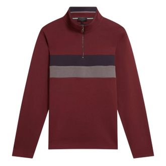 Ted Baker Heren Quarter Zip Fleece Top (Ossenbloed)